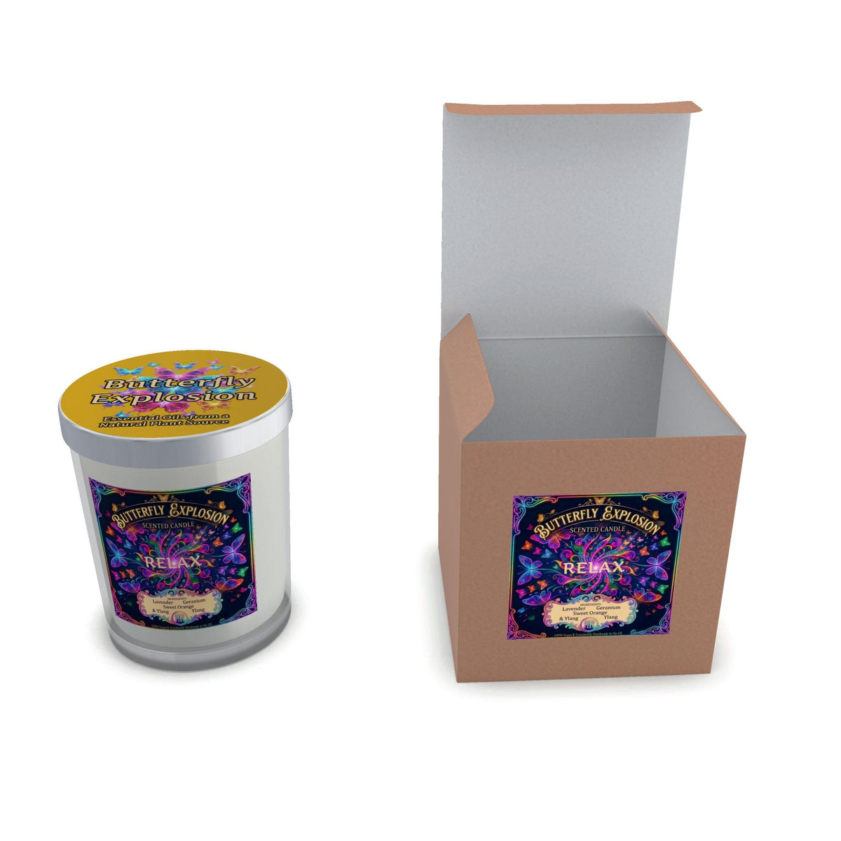 Butterfly Explosion - Relax - Set Candle in Glass