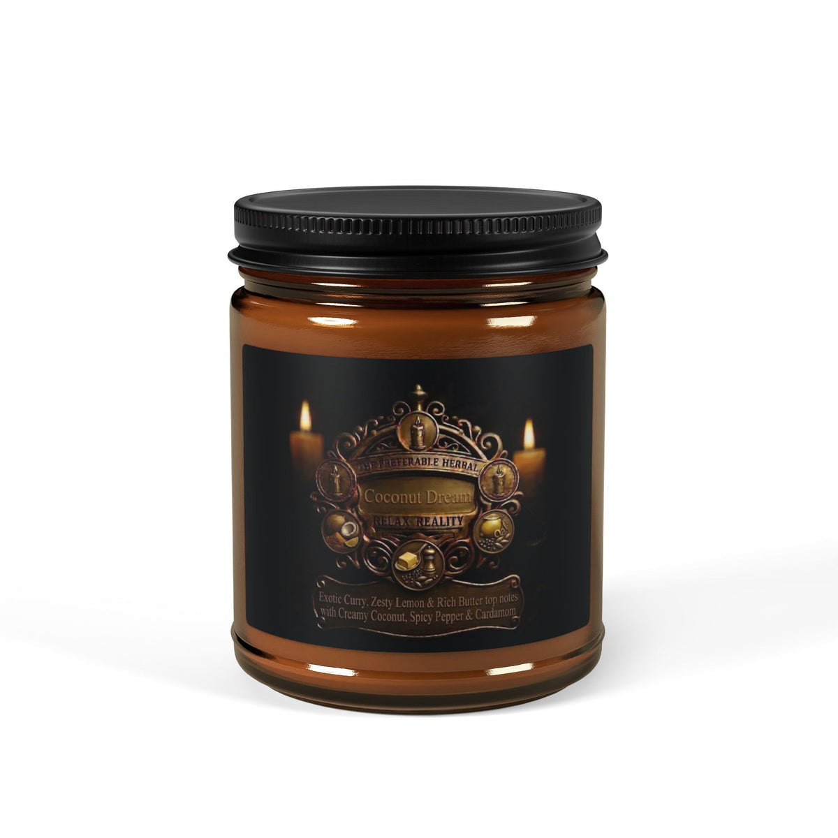 Relax Reality Candle 'Coconut Cream & Cardamom' — Amber Glass Jar