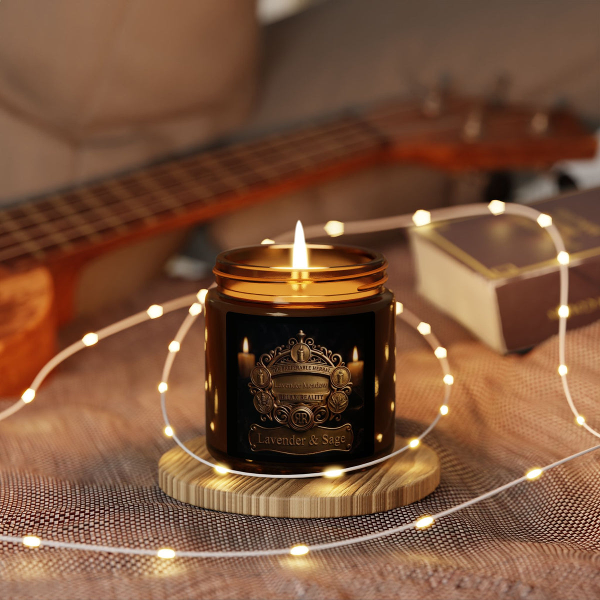 Relax Reality, Amber Soy Candle — Luxurious Vintage Crest Scented Candle (Multi-Size)