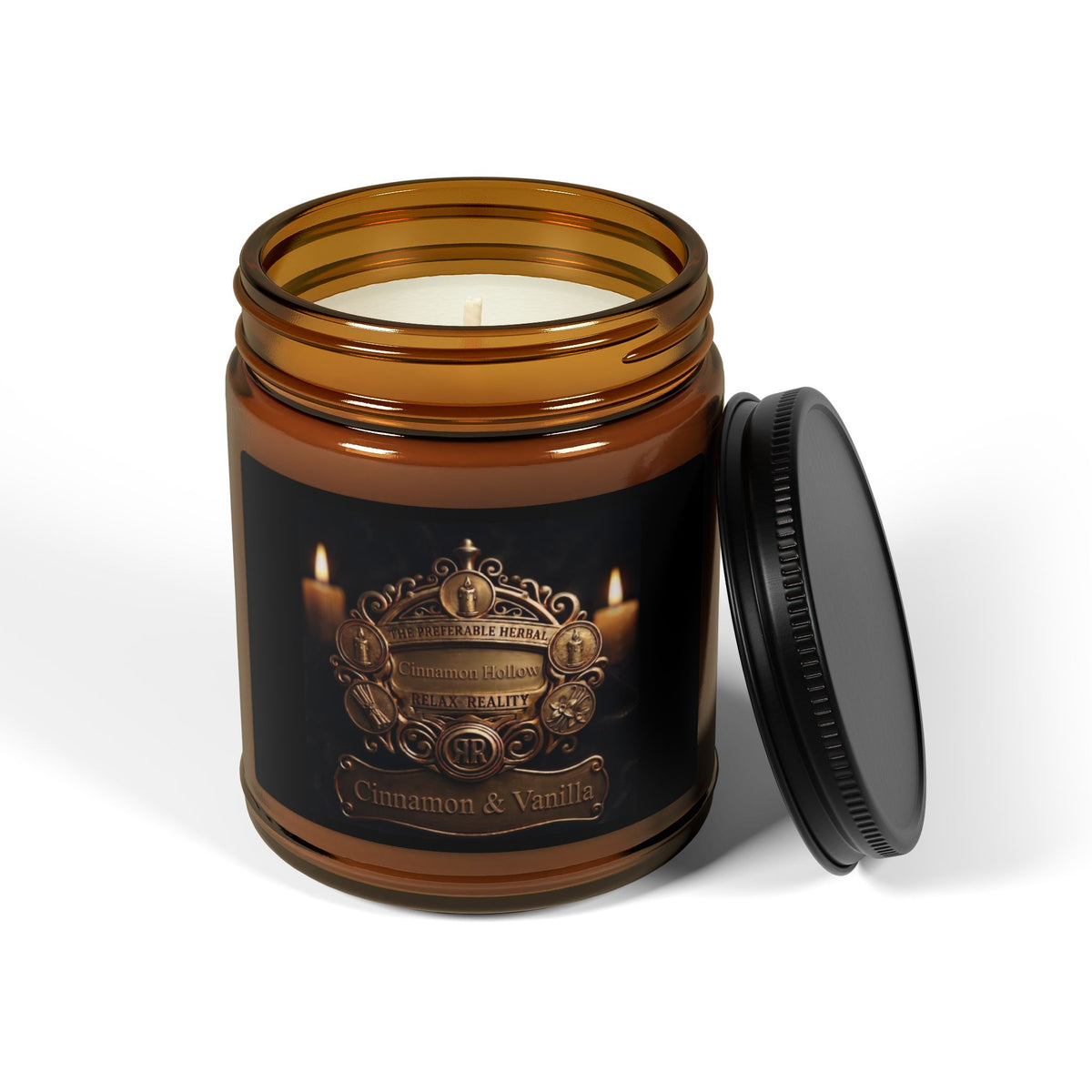 Relax Reality Candle 'Cinnamon & Vanilla' — Amber Glass Jar