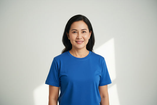 NRG Clothing for Women: Blue T-shirt with White Stitch