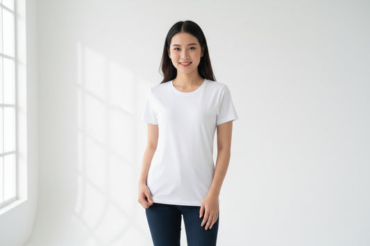 NRG Clothing for Women: White T-Shirt with Plain Stitch