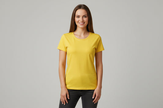NRG Clothing for Women: Yellow T-shirt with White Stitch