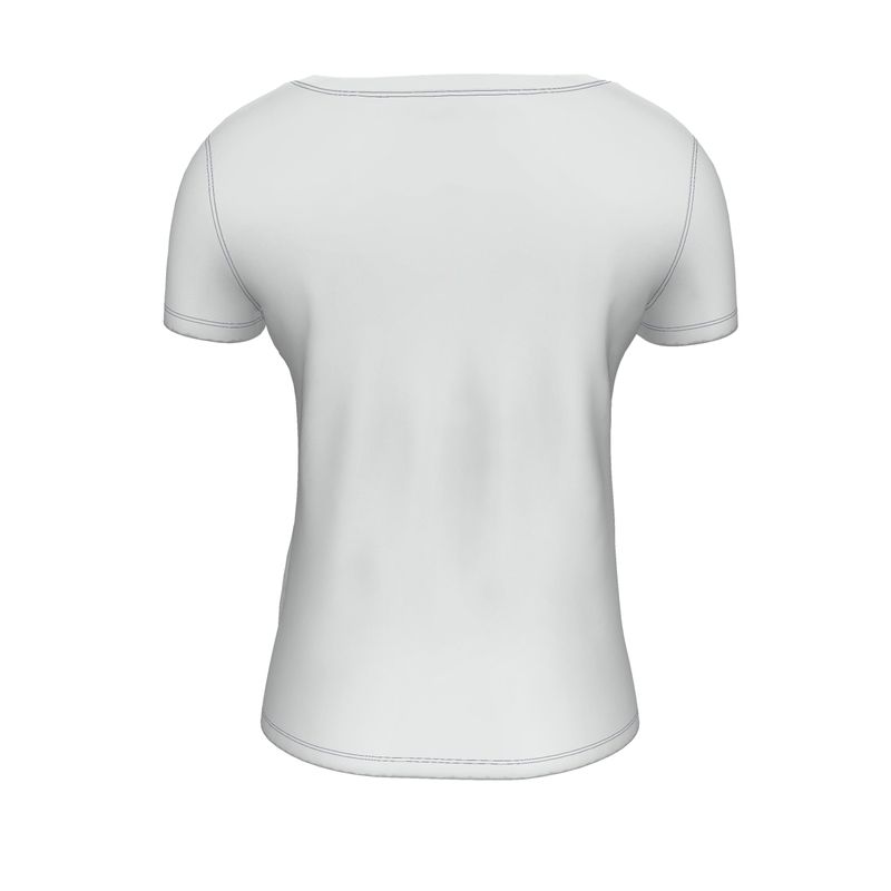 NRG Clothing for Women: White Scoop Neck T-Shirt with Blue Stitch
