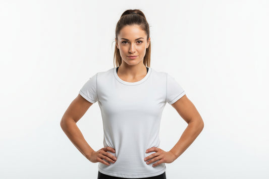 NRG Clothing for Women: White Scoop Neck T-Shirt with Black Stitch