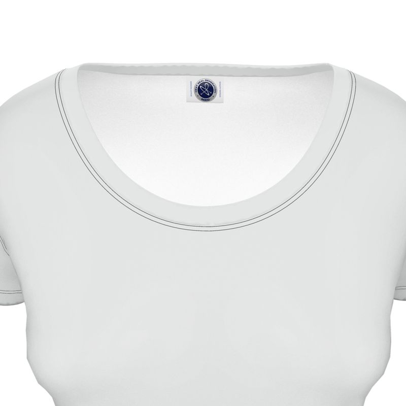 NRG Clothing for Women: White Scoop Neck T-Shirt with Black Stitch