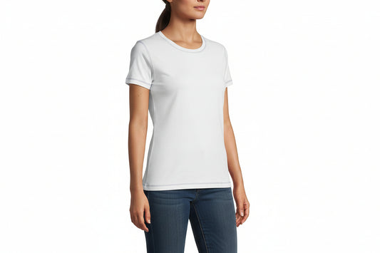 NRG Clothing for Women: White T-Shirt with Blue Stitch