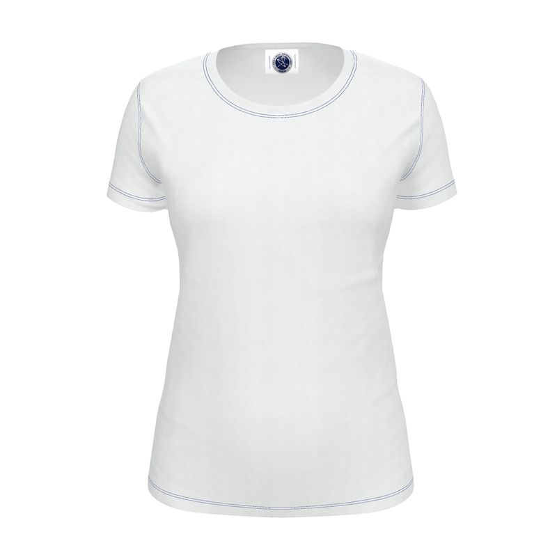 NRG Clothing for Women: White T-Shirt with Blue Stitch