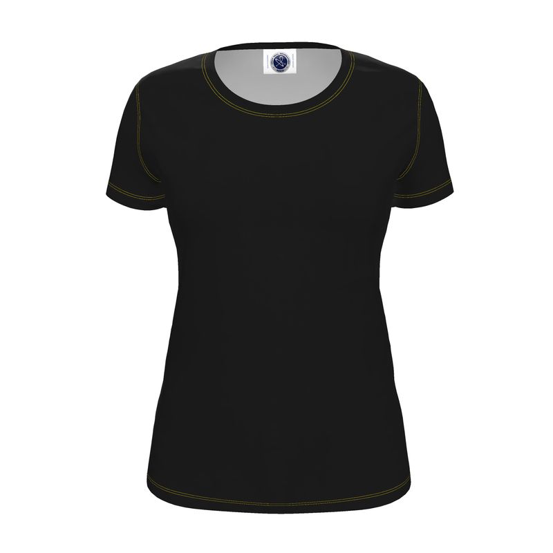 NRG Clothing for Women: Black T-Shirt with Yellow Stitch