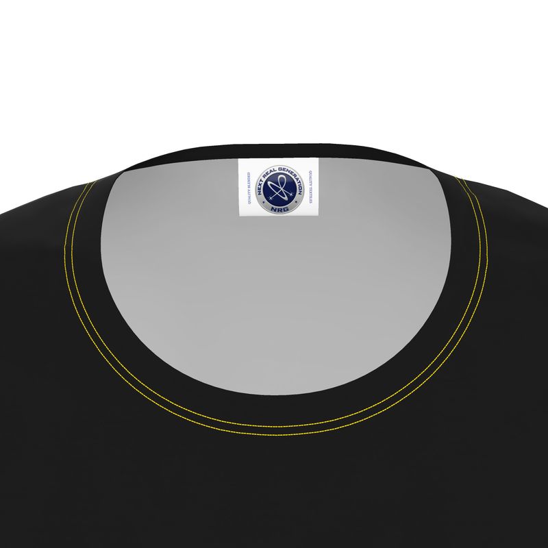 NRG Clothing for Women: Black T-Shirt with Yellow Stitch