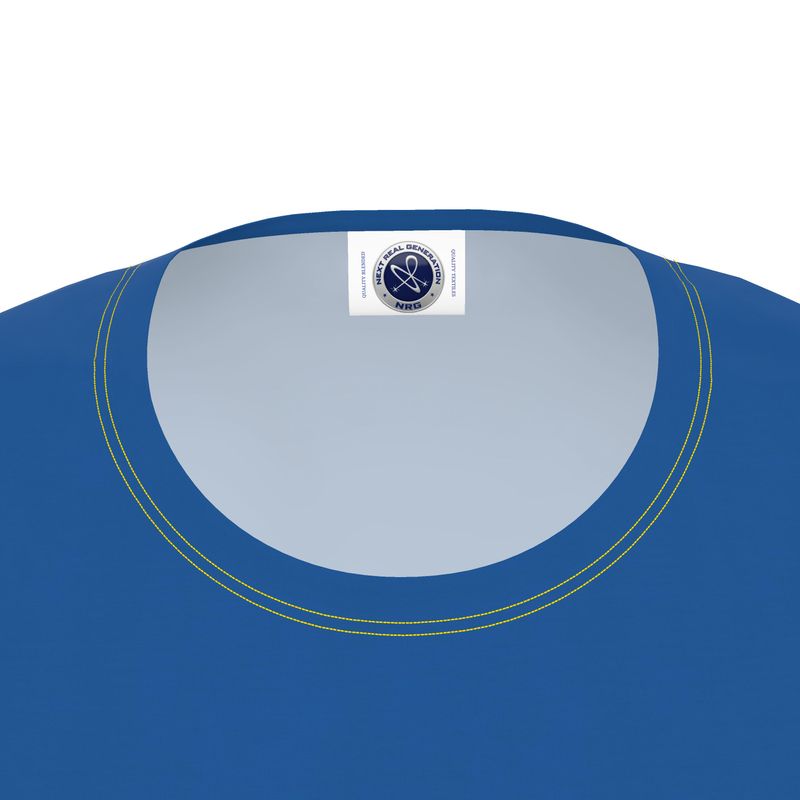 NRG Clothing for Women: Blue T-Shirt with Yellow Stitch