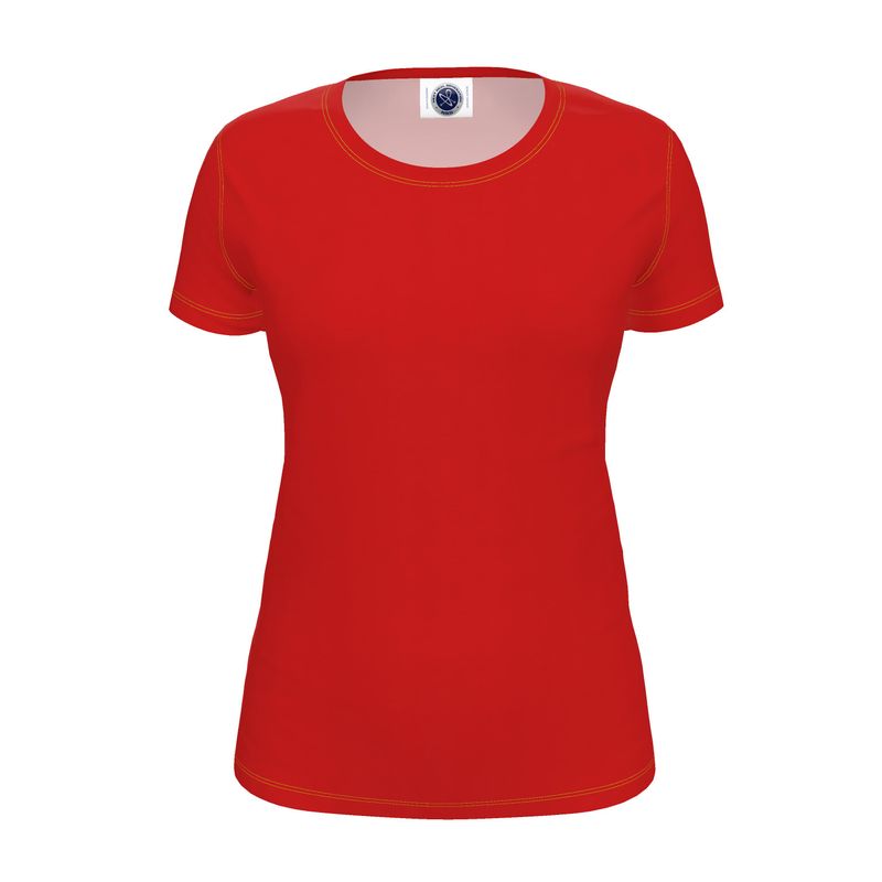 NRG Clothing for Women: Red T-Shirt with Yellow Stitch