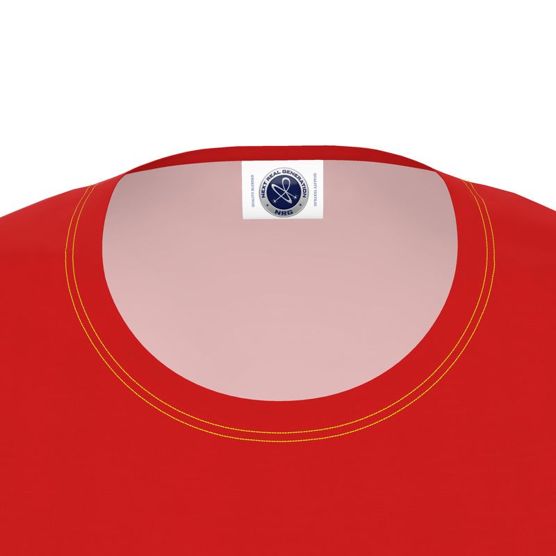 NRG Clothing for Women: Red T-Shirt with Yellow Stitch