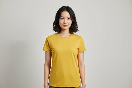 NRG Clothing for Women: Yellow T-shirt with Blue Stitch