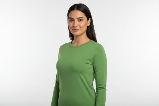 NRG Clothing for Women: Green Long Sleeve with Yellow Stitch