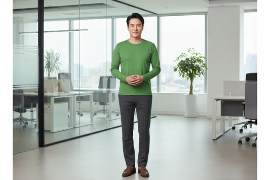 NRG Clothing for Women: Green Long Sleeve with Blue Stitch