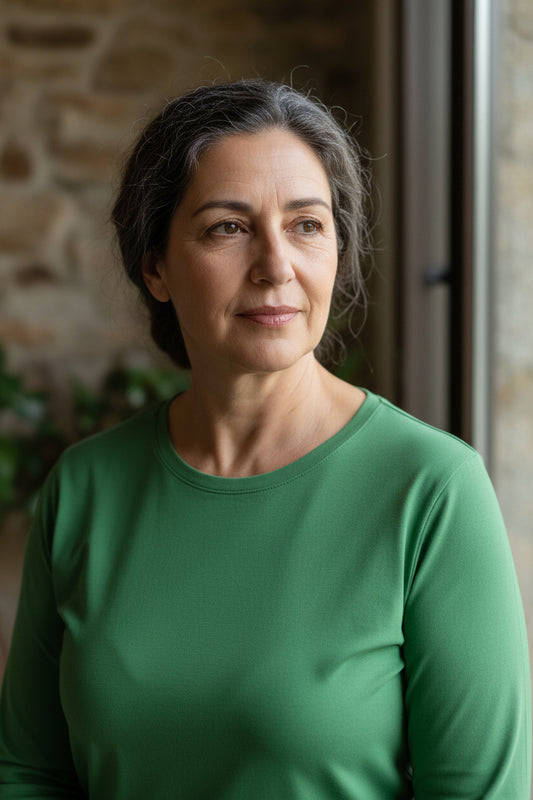 NRG Clothing for Women: Green Long Sleeve with White Stitch