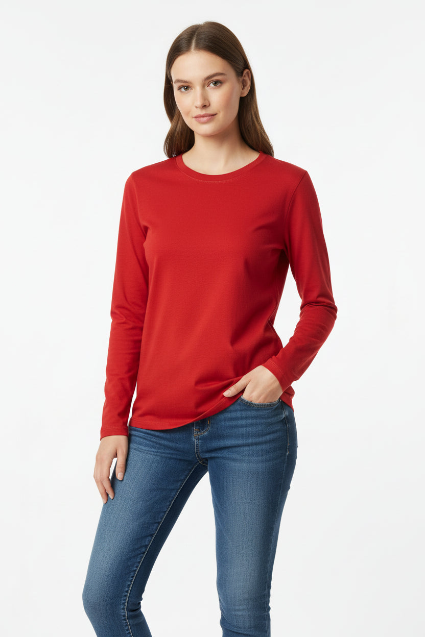 NRG Clothing for Women: Red Long Sleeve with Yellow Stitch
