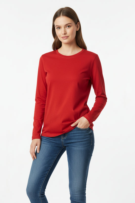 NRG Clothing for Women: Red Long Sleeve with Yellow Stitch