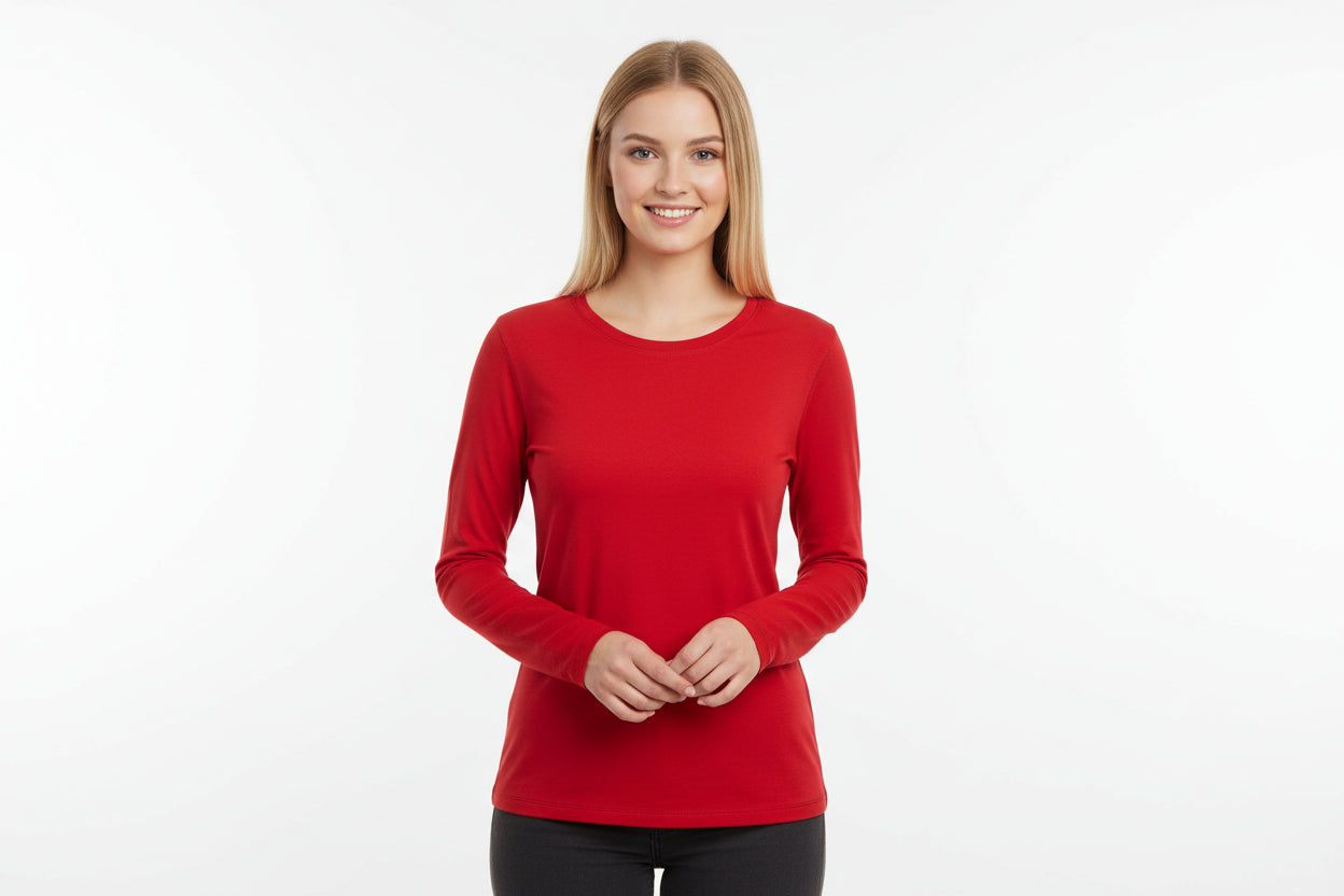 NRG Clothing for Women: Red Long Sleeve with Black Stitch