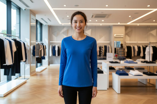 NRG Clothing for Women: Blue Long Sleeve with Yellow Stitch