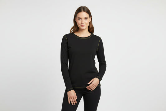 NRG Clothing for Women: Black Long Sleeve with Yellow Stitch