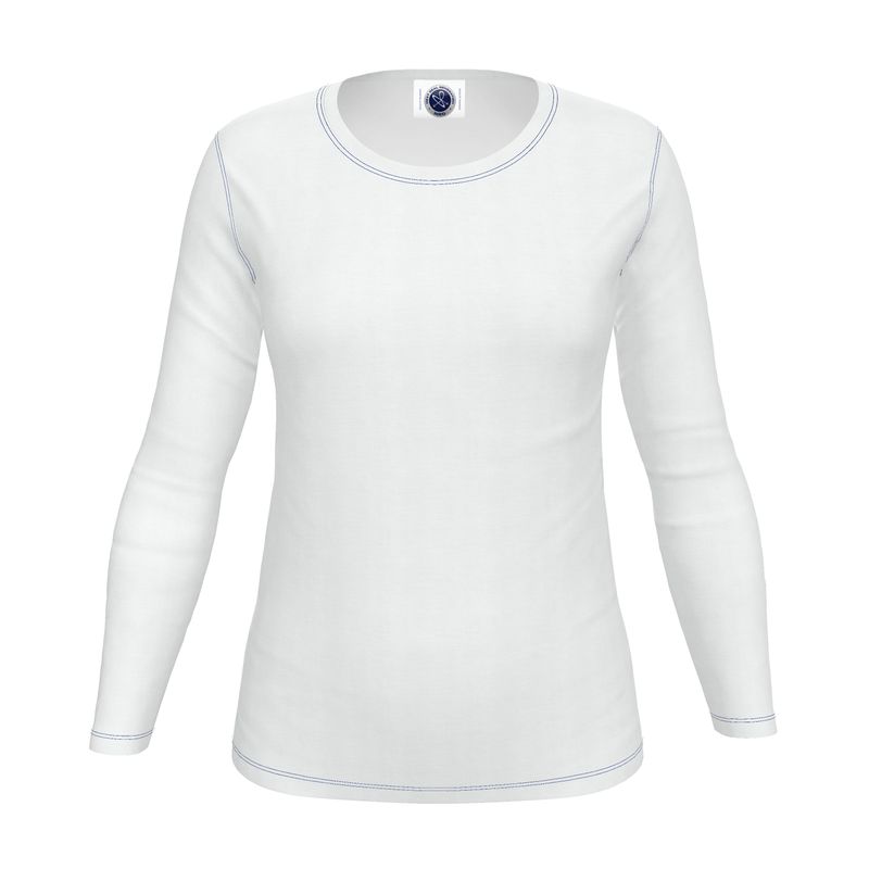 NRG Clothing for Women: White Long Sleeve with Blue Stitch