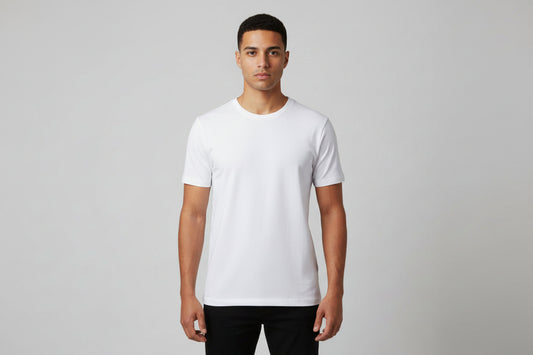 NRG Clothing for Men: White T-Shirt with Plain Stitch