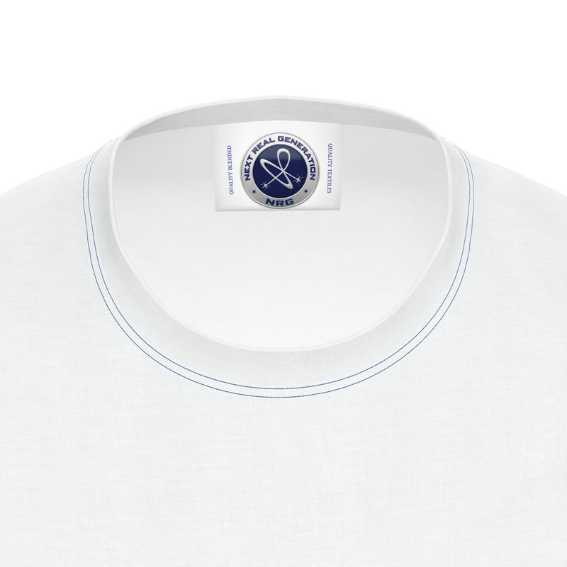 NRG Clothing for Men: White T-Shirt with Blue Stitch