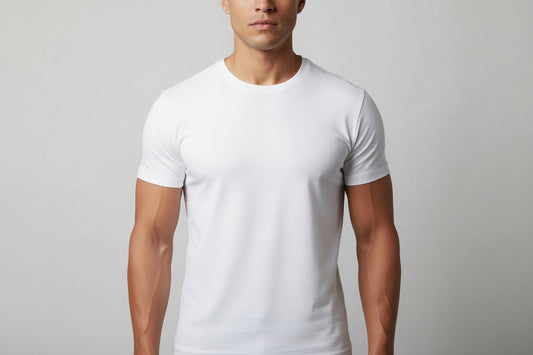 NRG Clothing for Men: White T-Shirt with Yellow Stitch