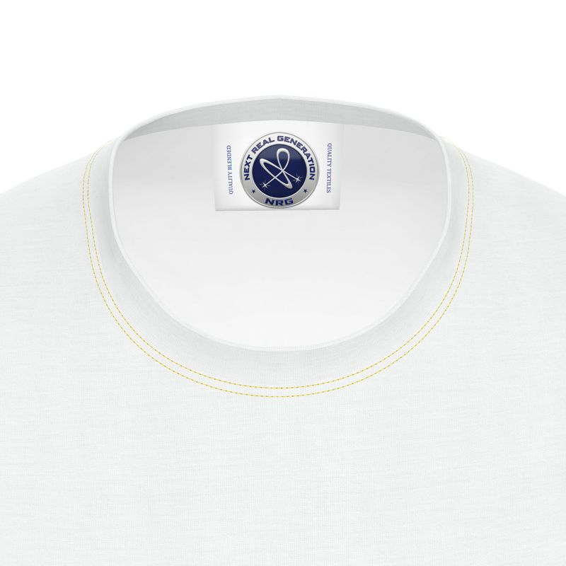 NRG Clothing for Men: White T-Shirt with Yellow Stitch