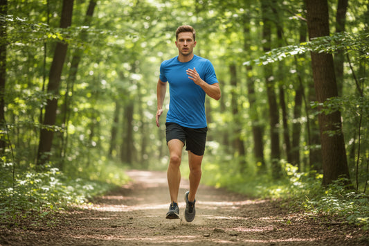 NRG Clothing for Men: Blue T-Shirt with Red Stitch