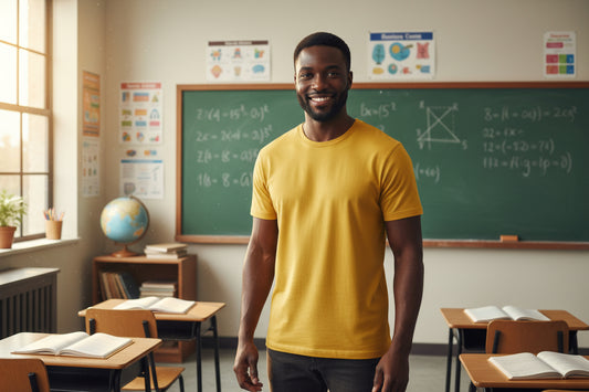 NRG Clothing for Men: Yellow T-Shirt with Blue Stitch