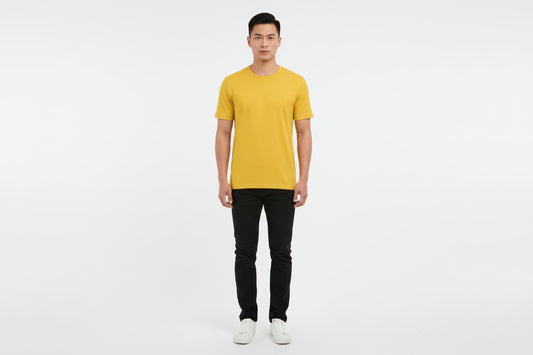 NRG Clothing for Men: Yellow T-Shirt with Red Stitch