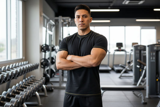 NRG Clothing for Men: Black T-Shirt with Yellow Stitch