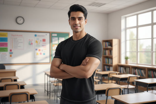 NRG Clothing for Men: Black T-Shirt with White Stitch