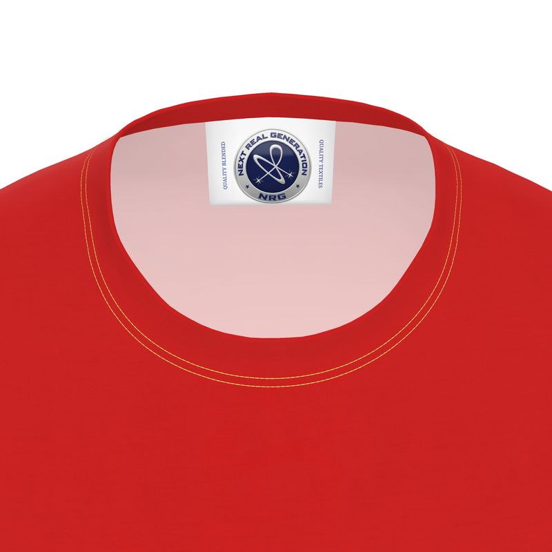 NRG Clothing for Men: Red T-Shirt with Yellow Stitch