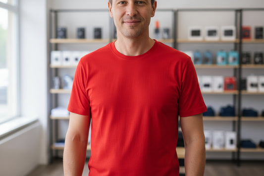 NRG Clothing for  Men: Red T-Shirt with Plain Stitch