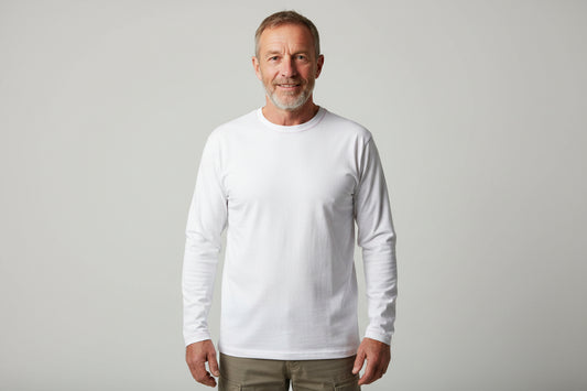NRG Clothing for Men: White Long Sleeve with Plain Stitch