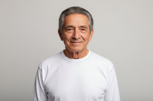 NRG Clothing for Men: White Long Sleeve with Blue Stitch