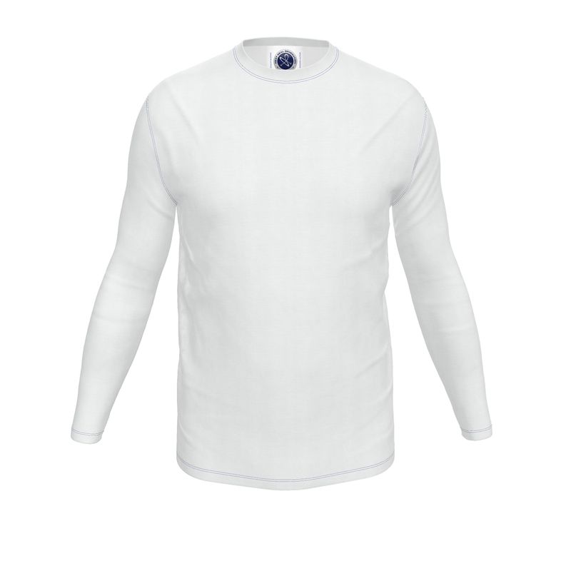 NRG Clothing for Men: White Long Sleeve with Blue Stitch