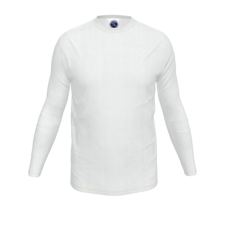 NRG Clothing for Men: White Long Sleeve with Yellow Stitch