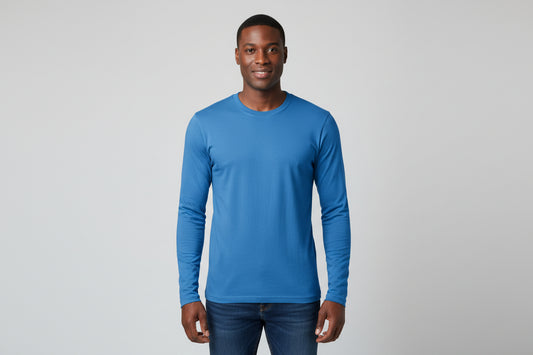 NRG Clothing for Men: Blue Long Sleeve with Red Stitch