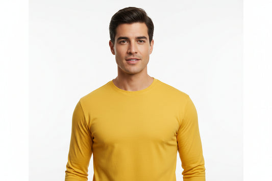 NRG Clothing for Men: Yellow Long Sleeve with Red Stitch
