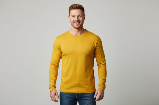NRG Clothing for Men: Yellow Long Sleeve with White Stitch