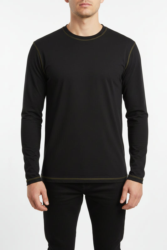 NRG Clothing for Men: Black Long Sleeve with Yellow Stitch