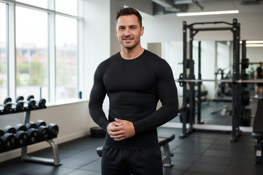 NRG Clothing for Men: Black Long Sleeve with Red Stitch