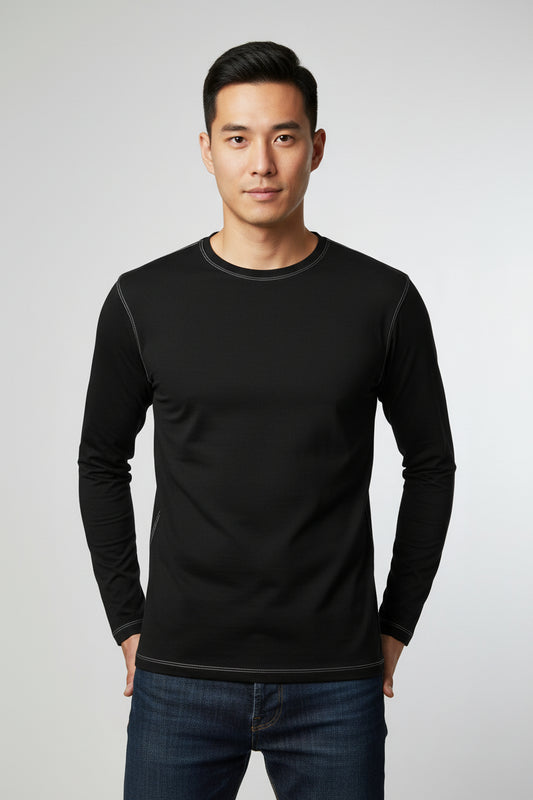 NRG Clothing for Men: Black Long Sleeve with White Stitch