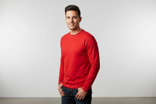 NRG Clothing for Men: Red Long Sleeve with White Stitch