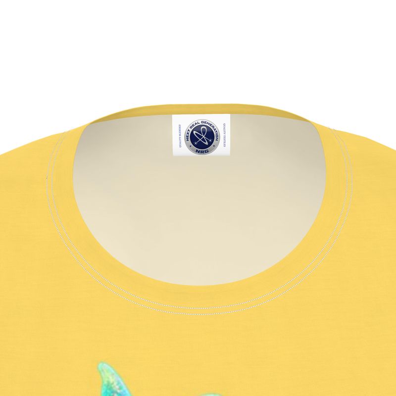 NRG Yellow Butterfly Explosion 2: Womens T-Shirt with White Stitch